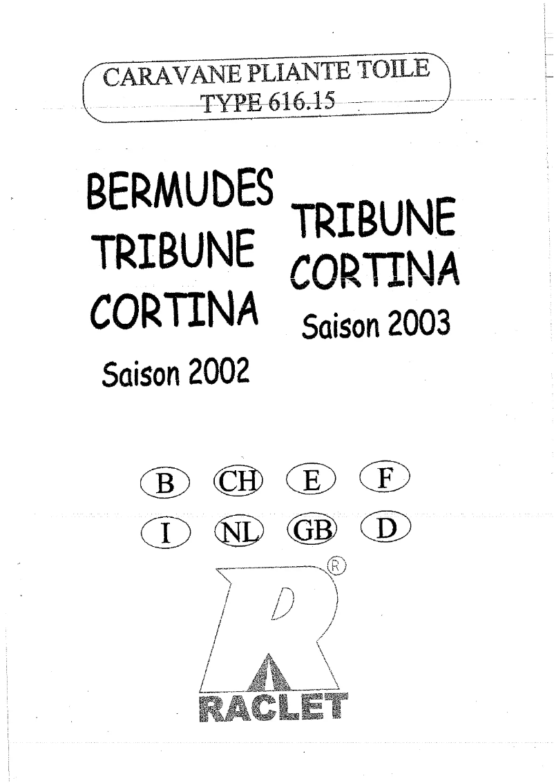 Page 1 de la notice Manuel utilisateur Raclet Bermudes
