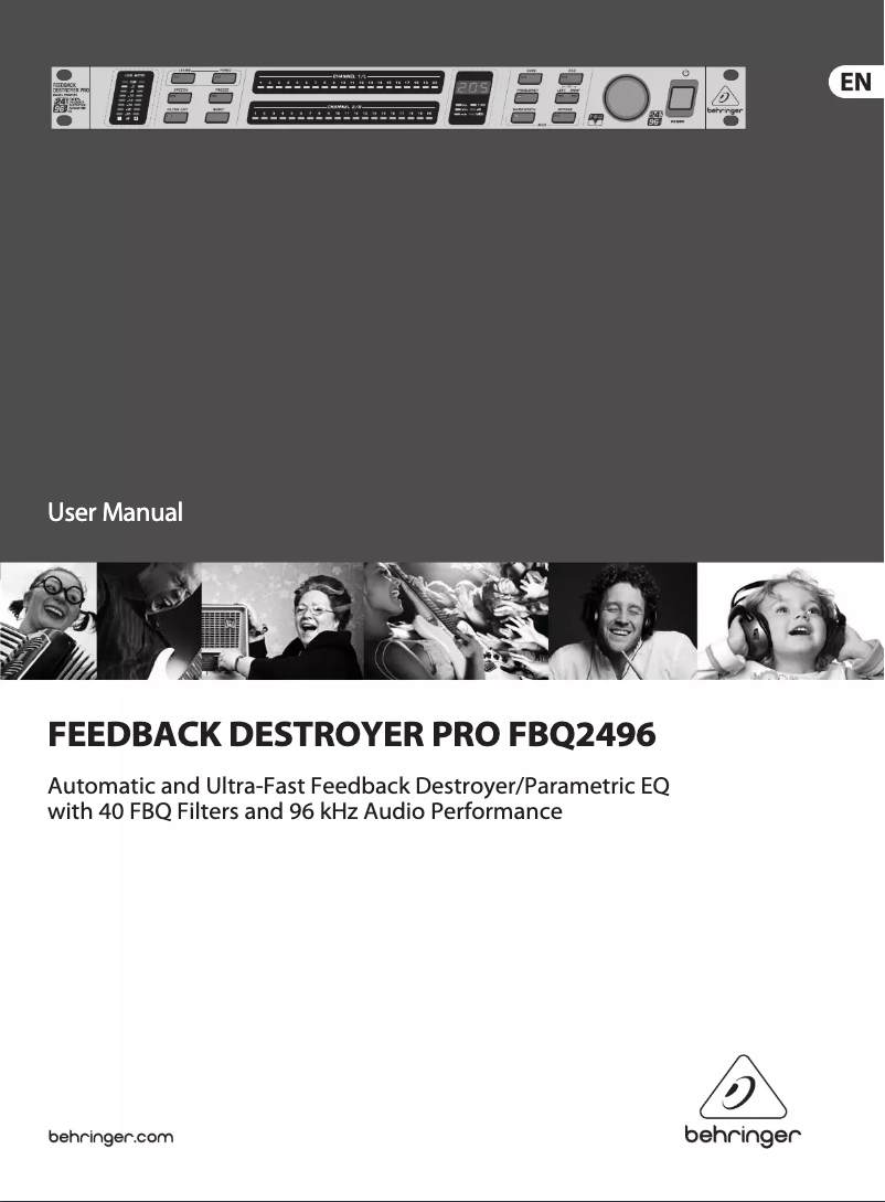 Page 1 de la notice Manuel utilisateur Behringer Feedback Destroyer Pro FBQ2496