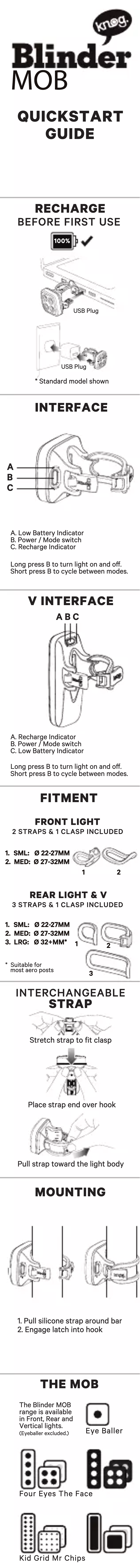 Page 1 de la notice Manuel utilisateur Knog BLINDER MOB KID GRID