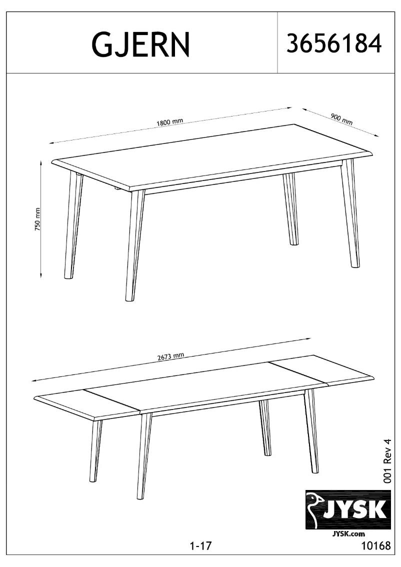Página 1 del manual Manual de usuario JYSK Gjern (90x180/270x75)