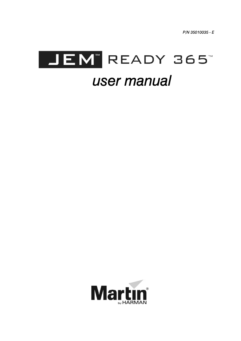 Image de la première page du manuel de l'appareil JEM Ready 365