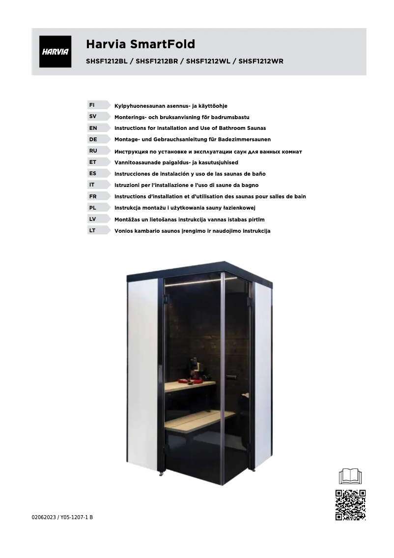 Page 1 de la notice Manuel utilisateur Harvia SmartFold SHSF1212