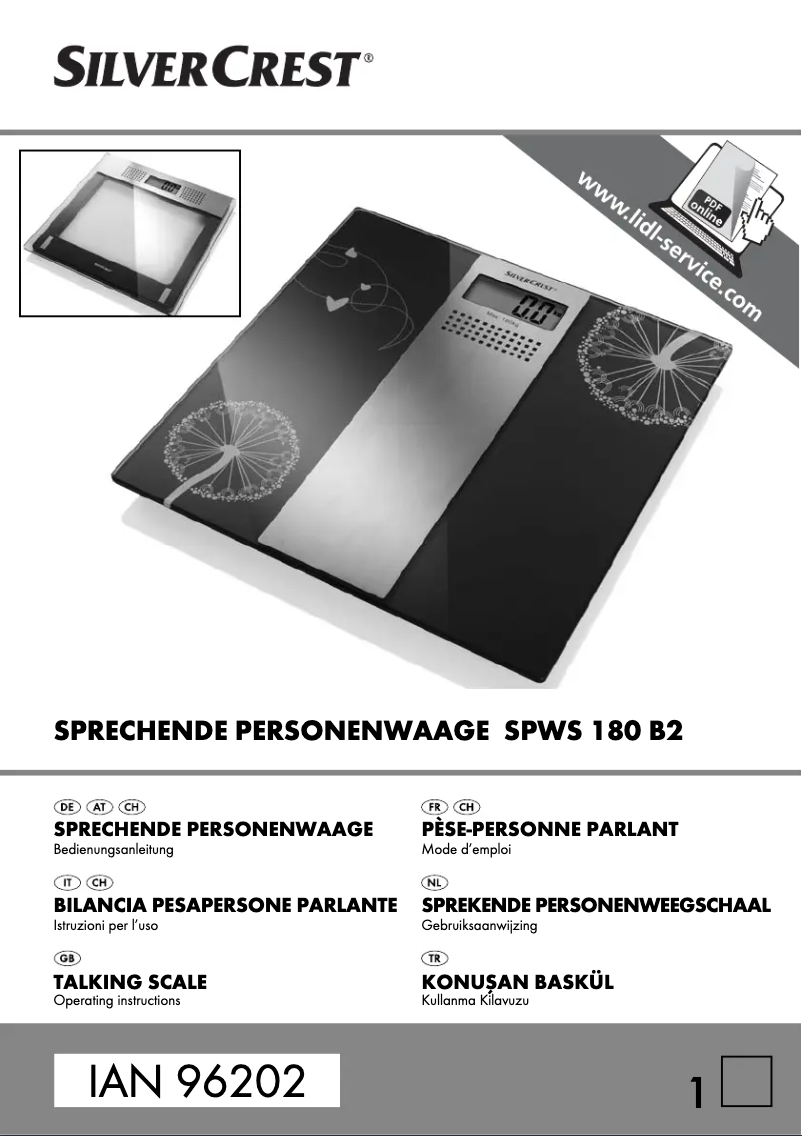 Page n°1 - Manuel utilisateur SilverCrest SPWS 180 B2