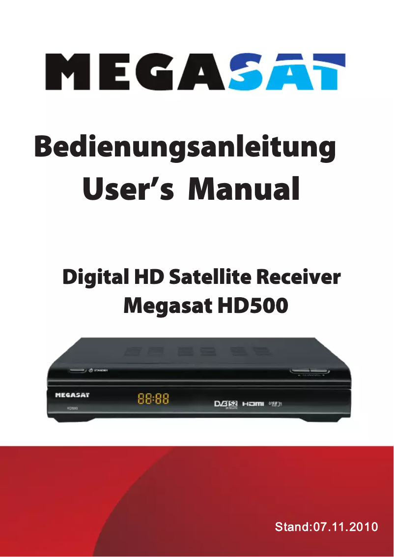 Page n°1 - Manuel utilisateur Megasat HD 500