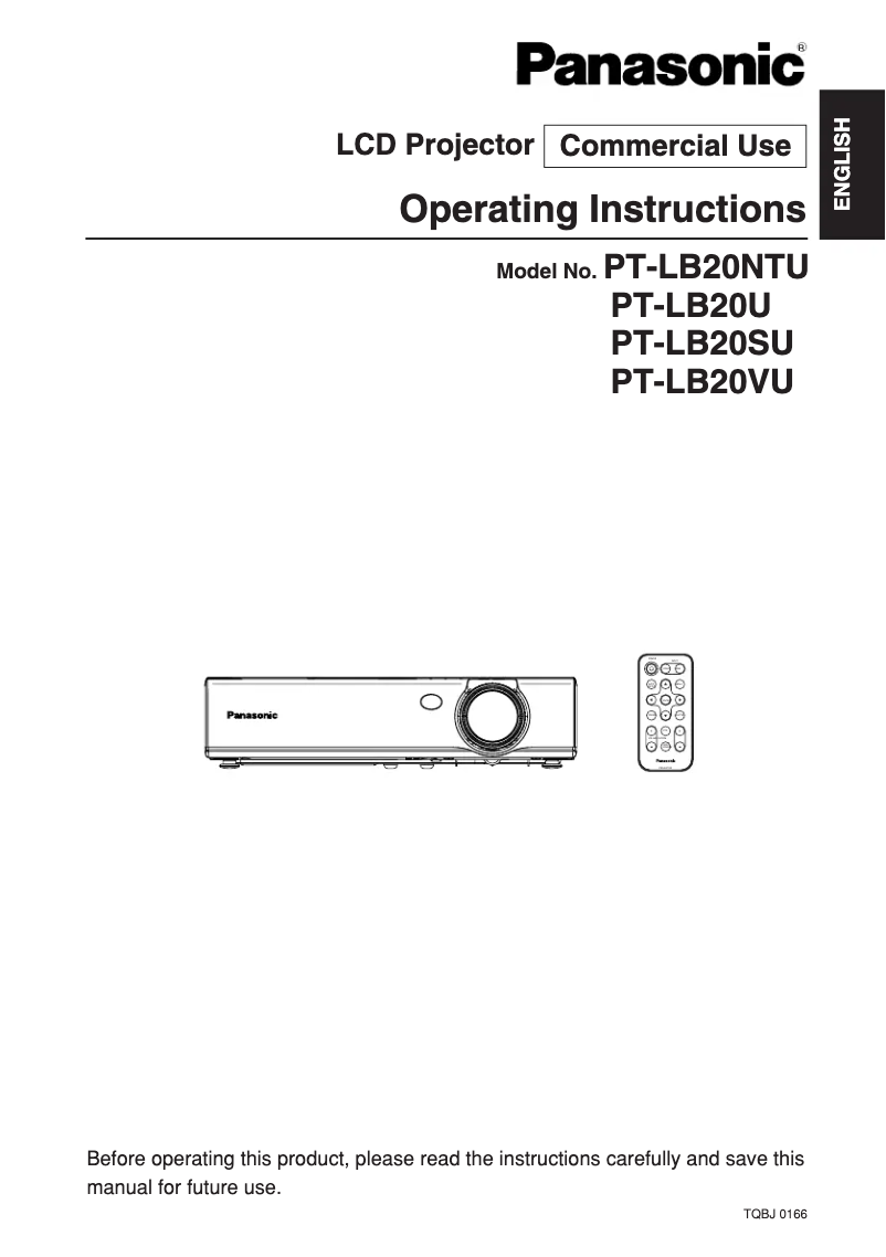 Page 1 of the manual User Manual Panasonic PT-LB20NTU