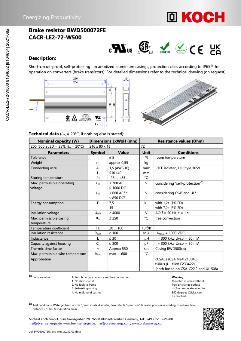Page n°1 - Manuel utilisateur Festo CACR-LE2-72-W500