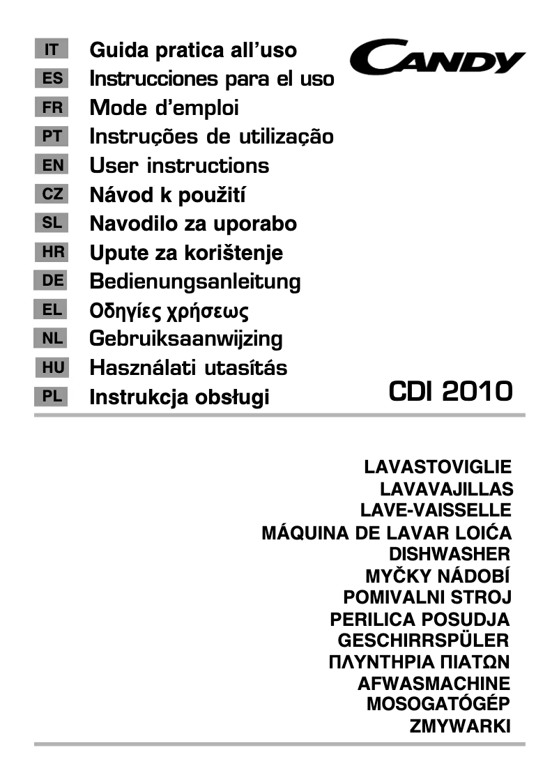 Page n°1 - Manuel utilisateur Candy CDI 2010/E-S