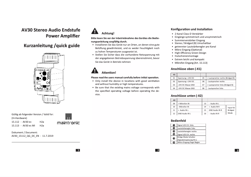 Página 1 del manual Manual de usuario Maintronic AV30