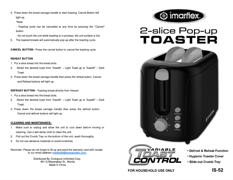 Page 1 de la notice Manuel utilisateur Imarflex IS-52