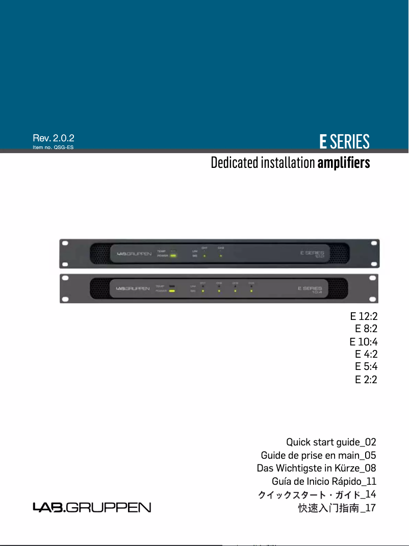 Page 1 de la notice Guide de démarrage rapide Lab Gruppen E 2:2