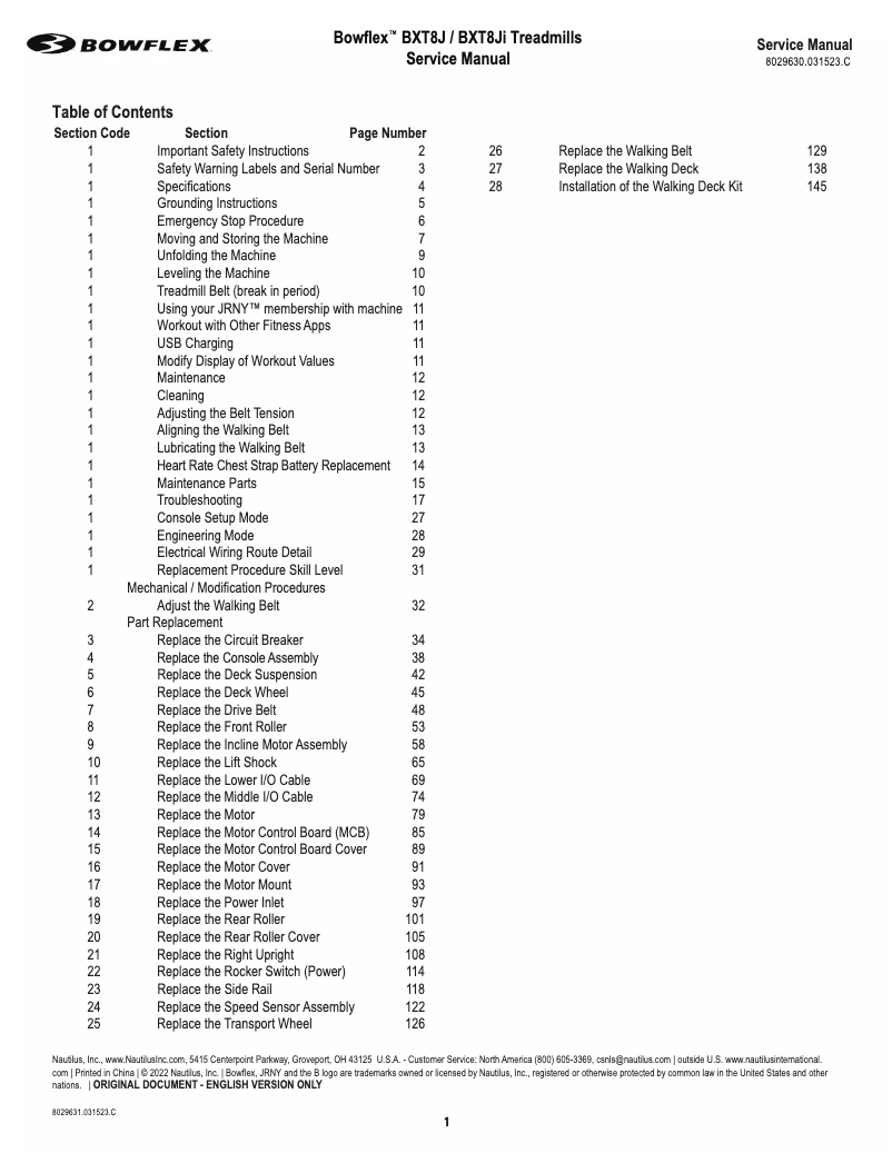 Página 1 del manual Manual de usuario Bowflex BXT8Ji