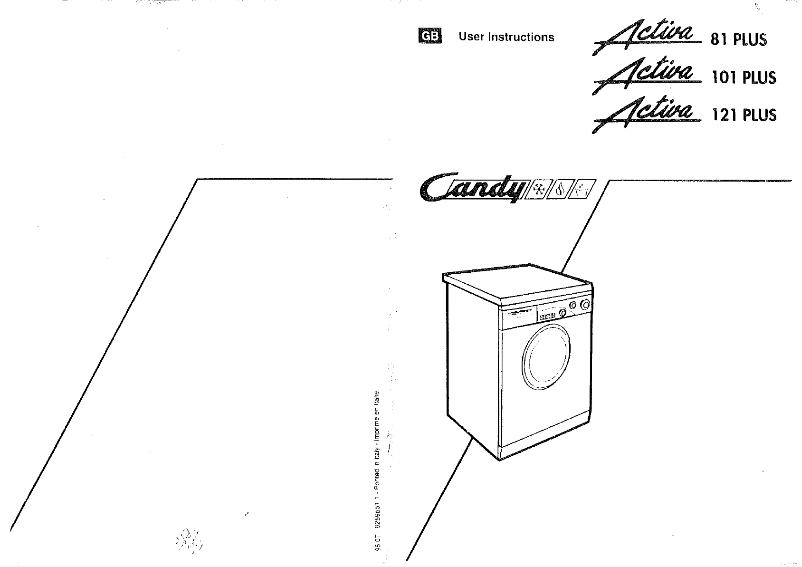 Page n°1 - Manuel utilisateur Candy Activa 101 plus