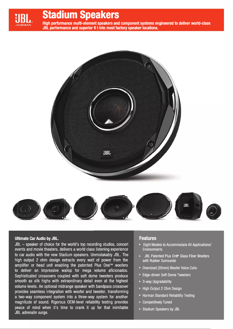 Page 1 de la notice Fiche technique JBL Stadium GTO 20M