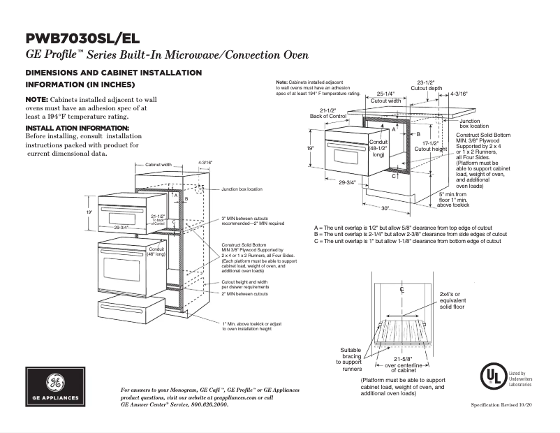 Page n°1 - Fiche technique GE PWB7030ELES