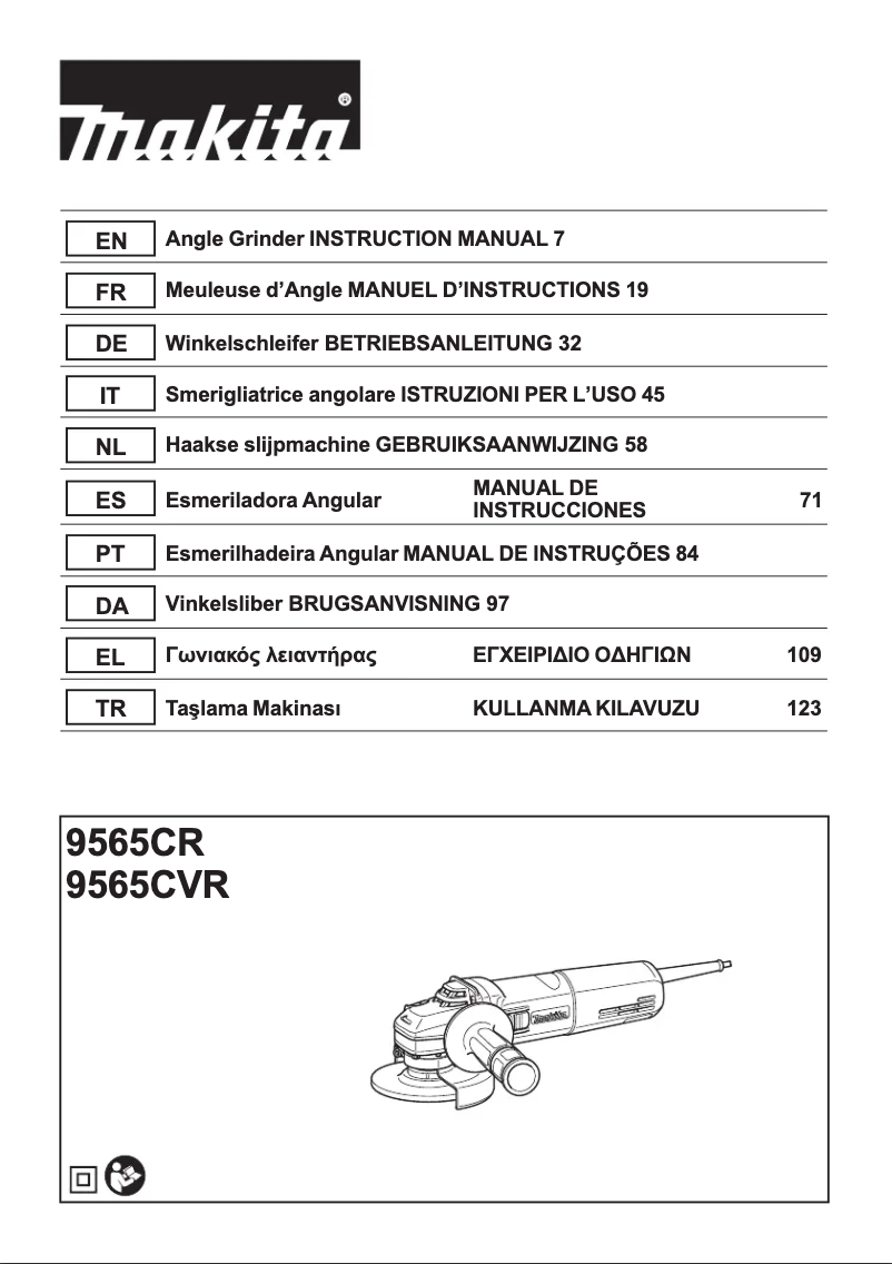 Page n°1 - Manuel utilisateur Makita 9565CR