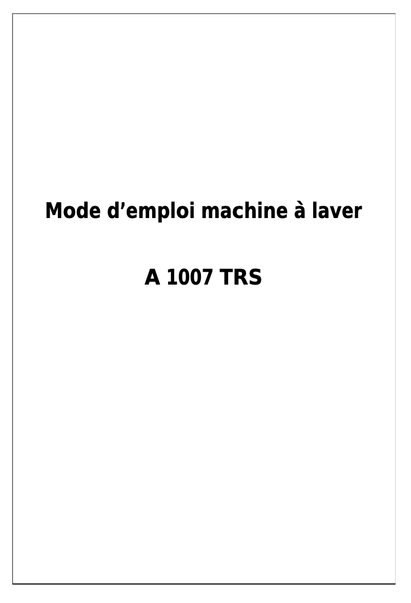 Page n°1 - Manuel utilisateur AVEA A1007TRS