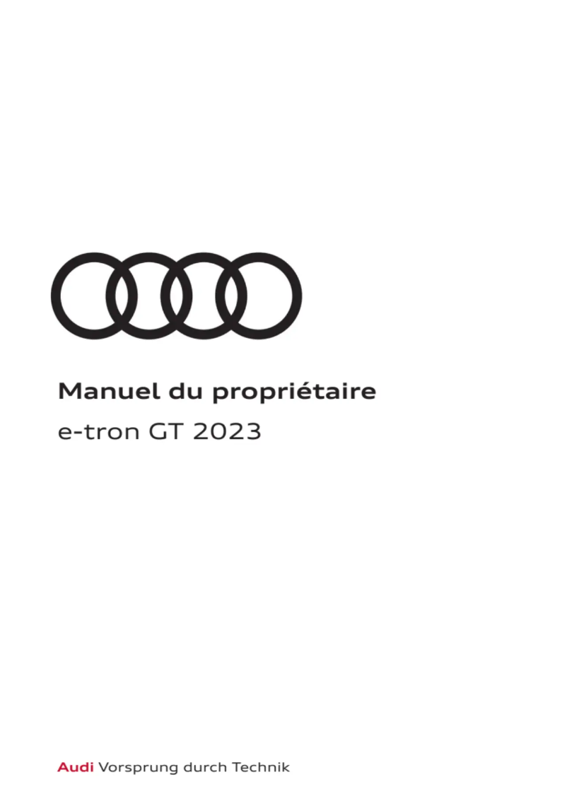 Page 1 de la notice Manuel utilisateur Audi e-tron GT (2023)