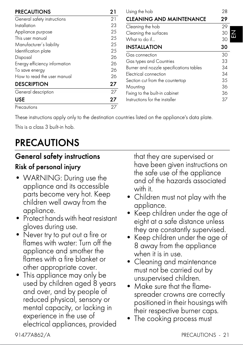Page 1 de la notice Brochure Smeg P64XGHUE