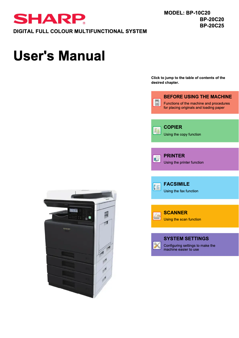 Page n°1 - Manuel utilisateur Sharp BP-20C25