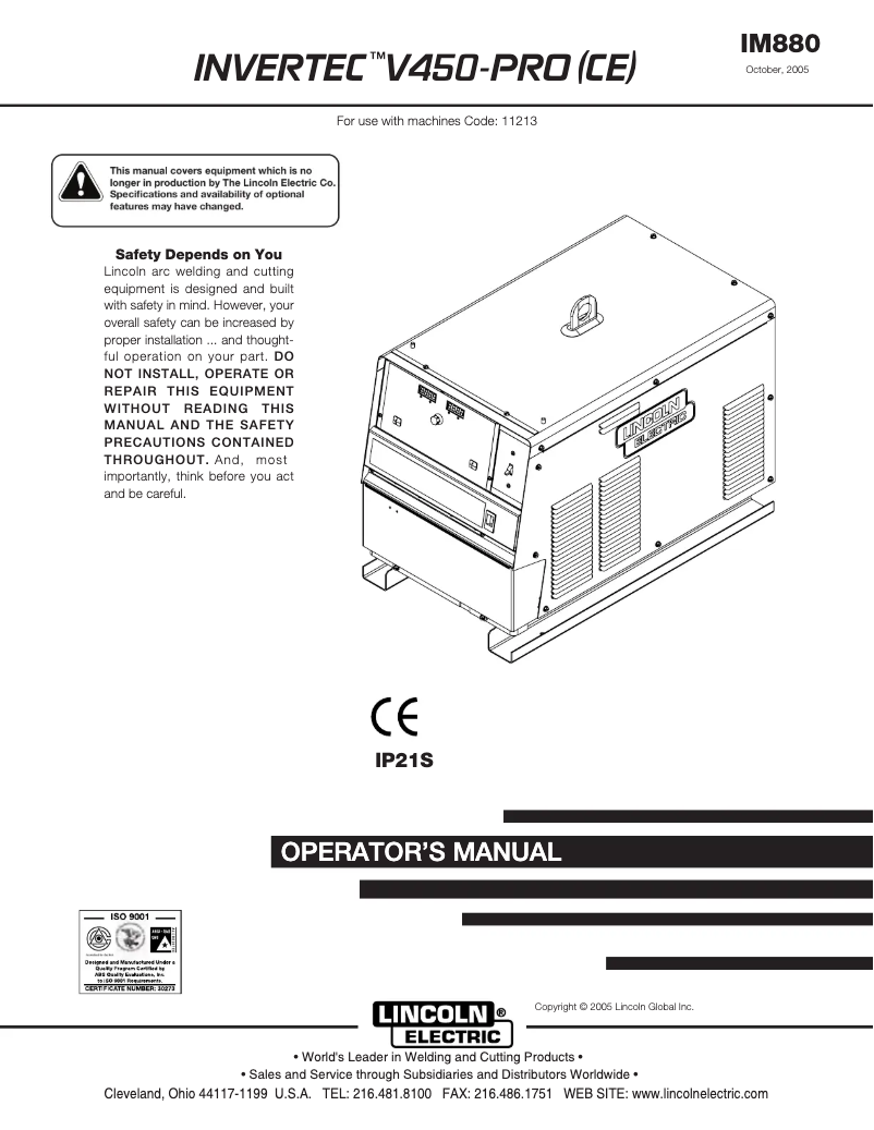 Image de la première page du manuel de l'appareil Invertec V276
