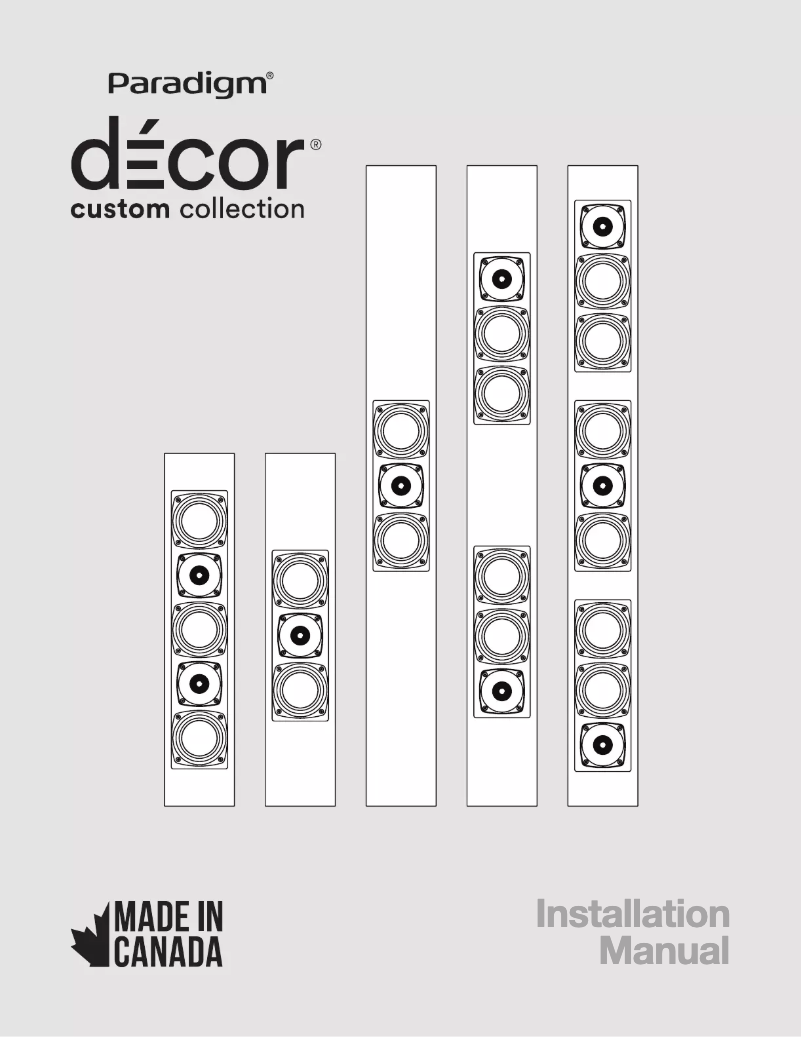 Page n°1 - Manuel utilisateur Paradigm Decor 1SC v2
