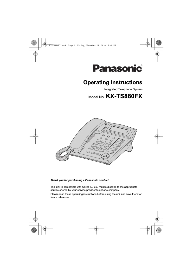 Page n°1 - Manuel utilisateur Panasonic KX-TS880FX