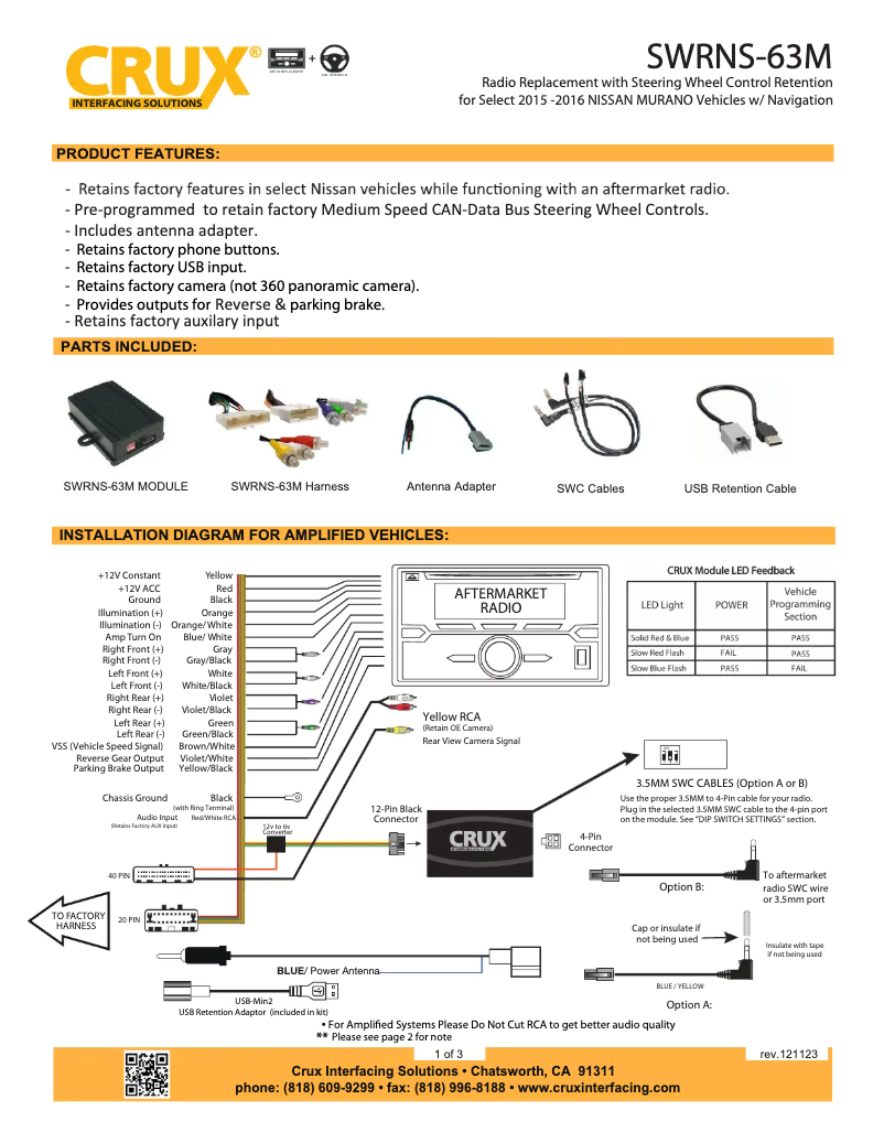 Page n°1 - Manuel utilisateur CRUX SWRNS-63M