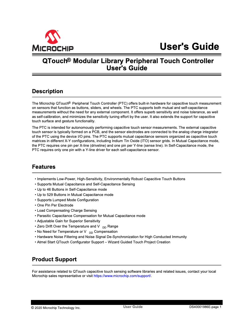 Page 1 de la notice Manuel utilisateur Microchip ATSAMD51G19A