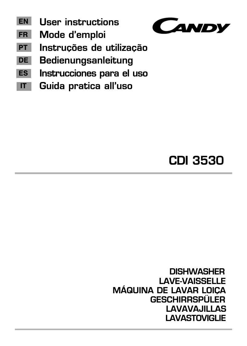Page n°1 - Manuel utilisateur Candy CDI 3530/E-S