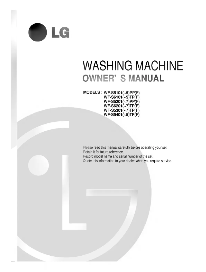 Page 1 de la notice Manuel utilisateur LG WF-S5207PP