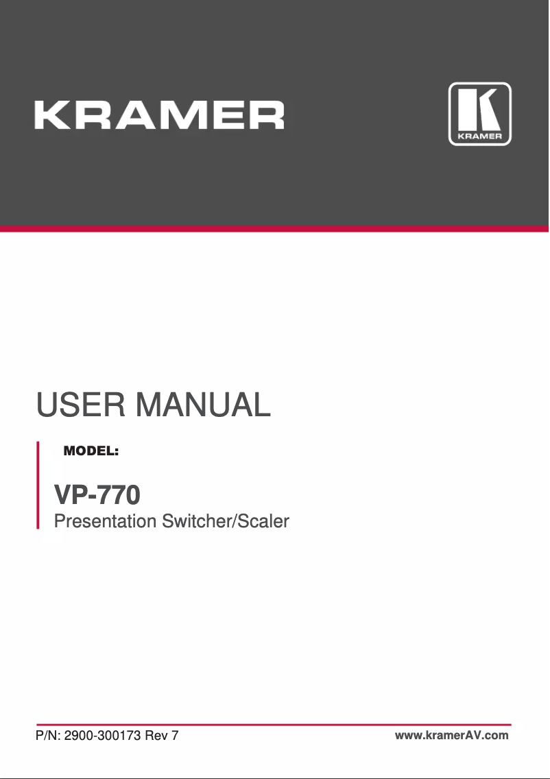 Page n°1 - Manuel utilisateur Kramer VP-770