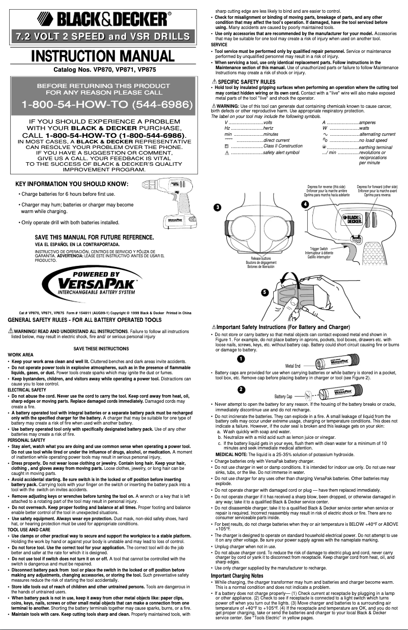 Page 1 de la notice Manuel utilisateur Black & Decker VP870