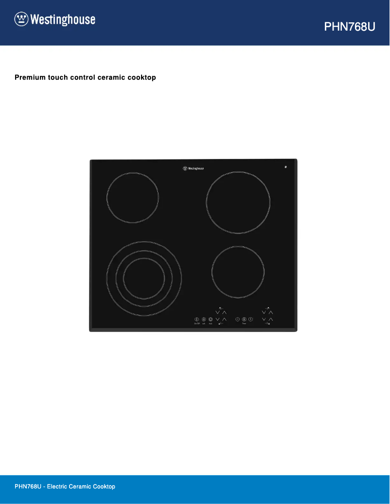 Page n°1 - Fiche technique Westinghouse PHN768U