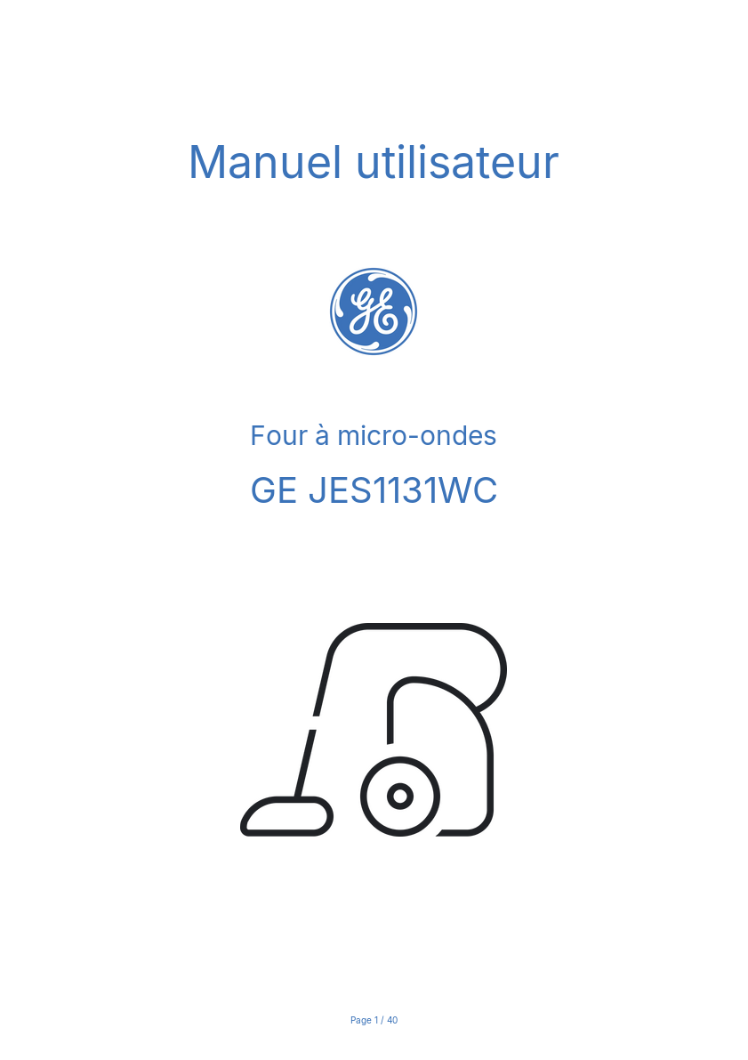 Page n°1 - Manuel utilisateur GE JES1131WC