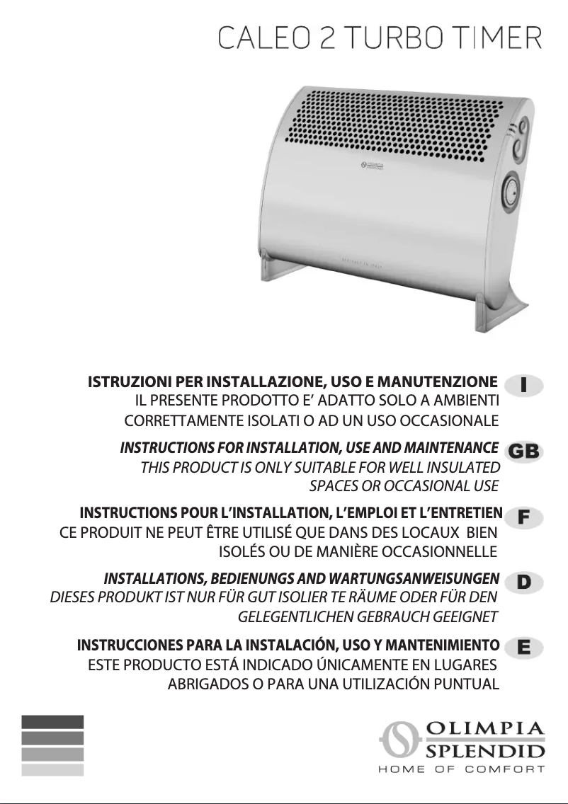 Page n°1 - Manuel utilisateur Olimpia Splendid Caleo TT
