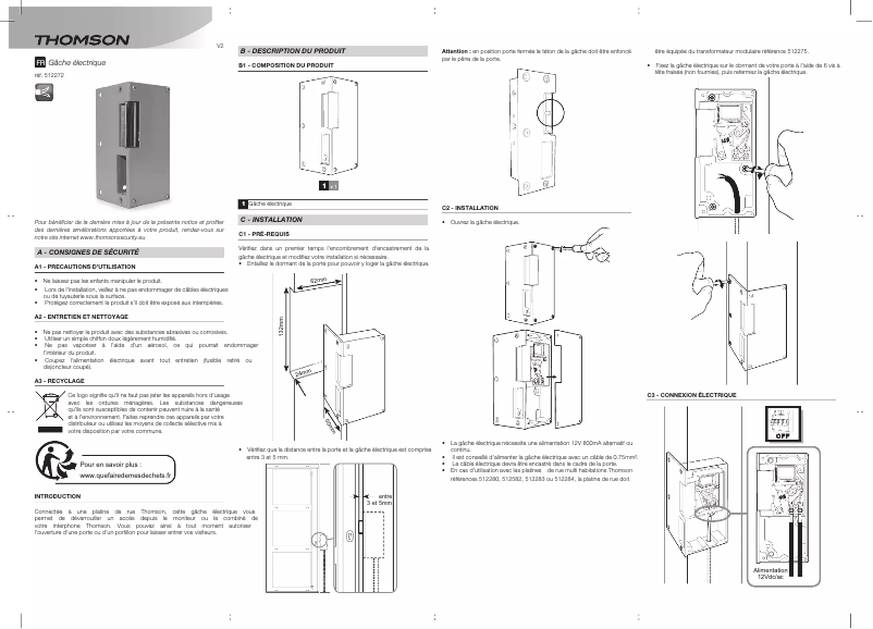 Page 1 de la notice Manuel utilisateur Thomson 512272