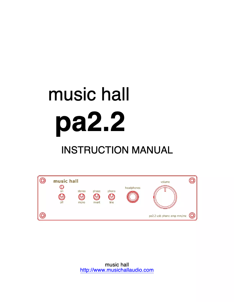 Page n°1 - Manuel utilisateur Music Hall PA2.2