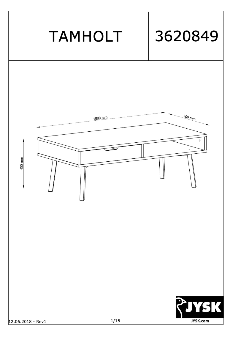 Page 1 de la notice Manuel utilisateur JYSK Tamholt