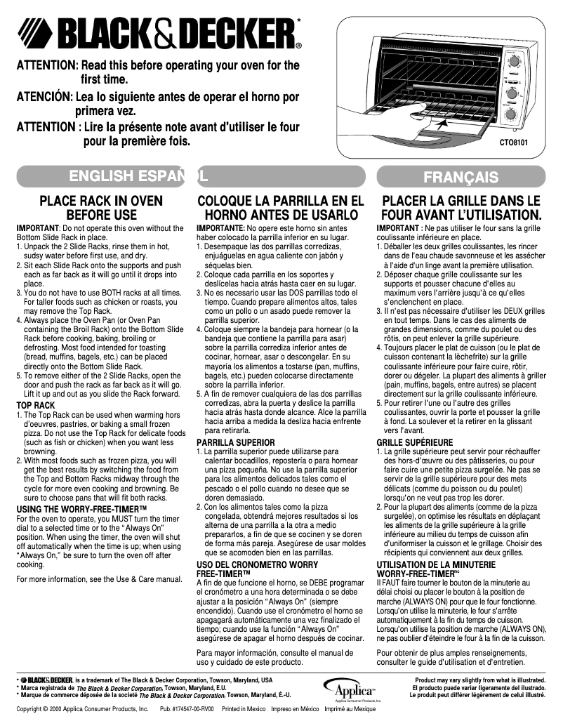Page 1 de la notice Manuel utilisateur Black & Decker CTO8101