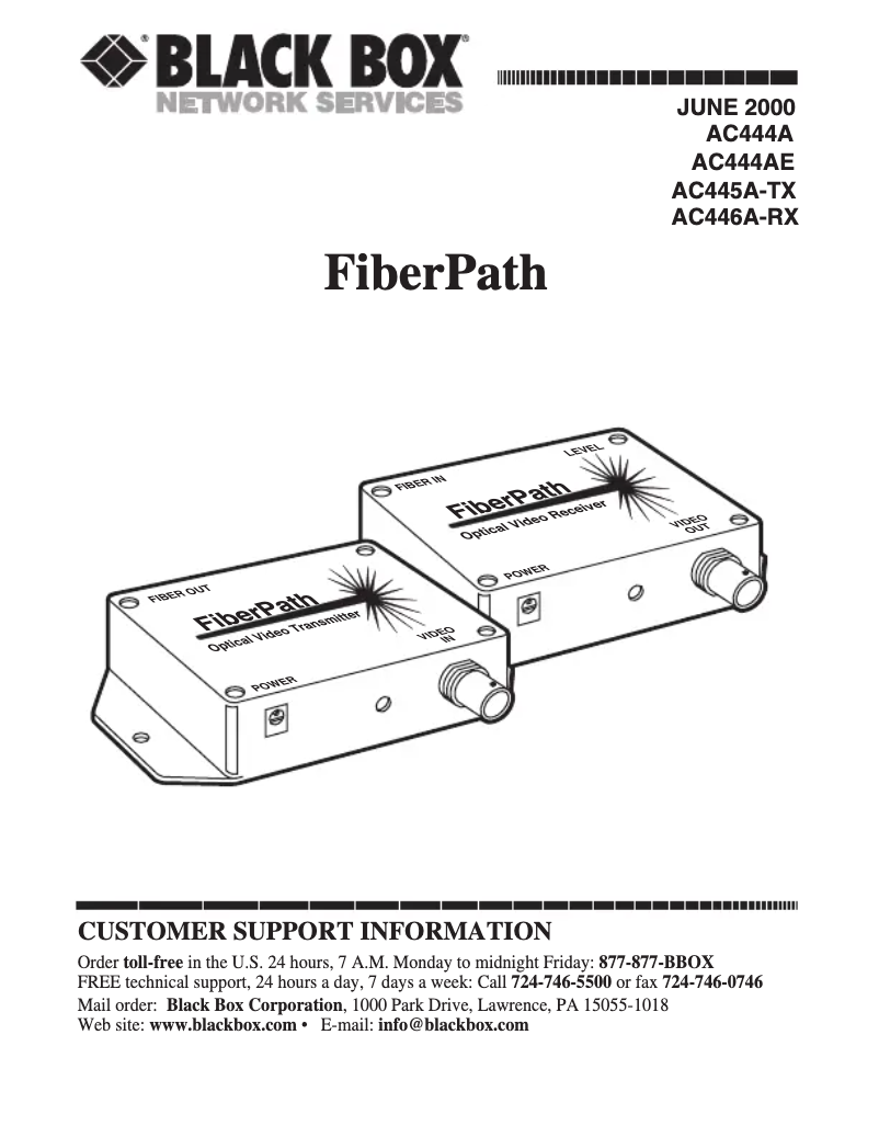 Page n°1 - Manuel utilisateur Black Box AC444A