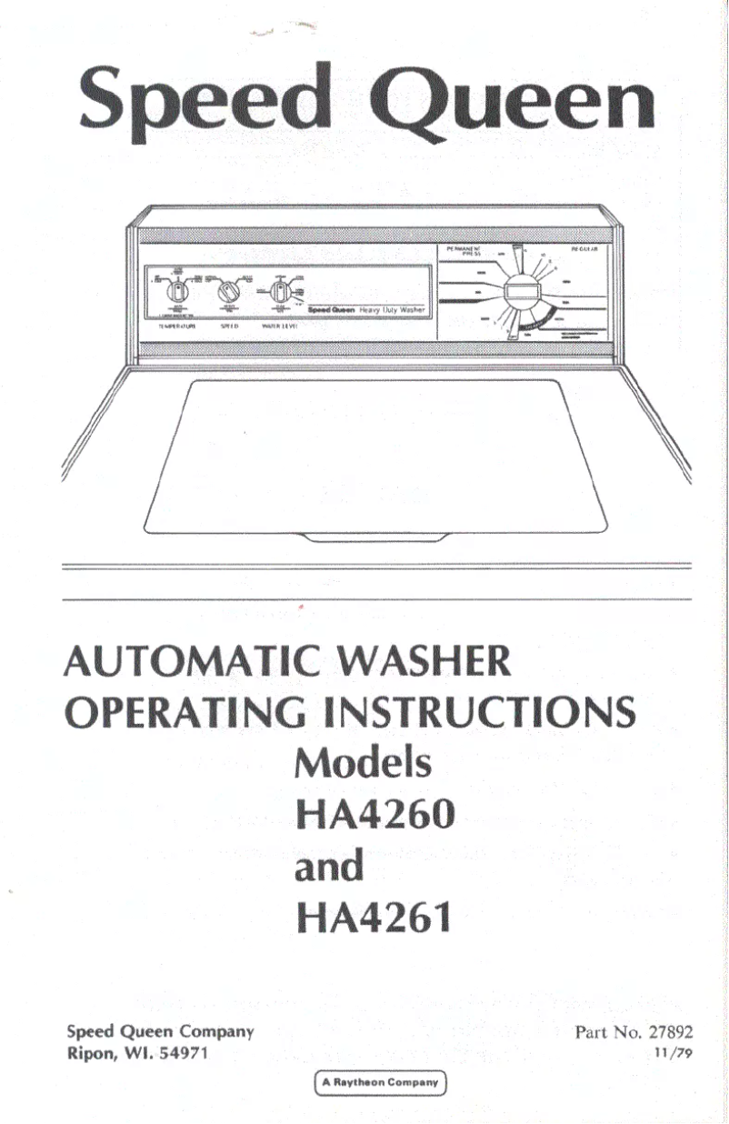 Page n°1 - Manuel utilisateur Speed Queen HA4260
