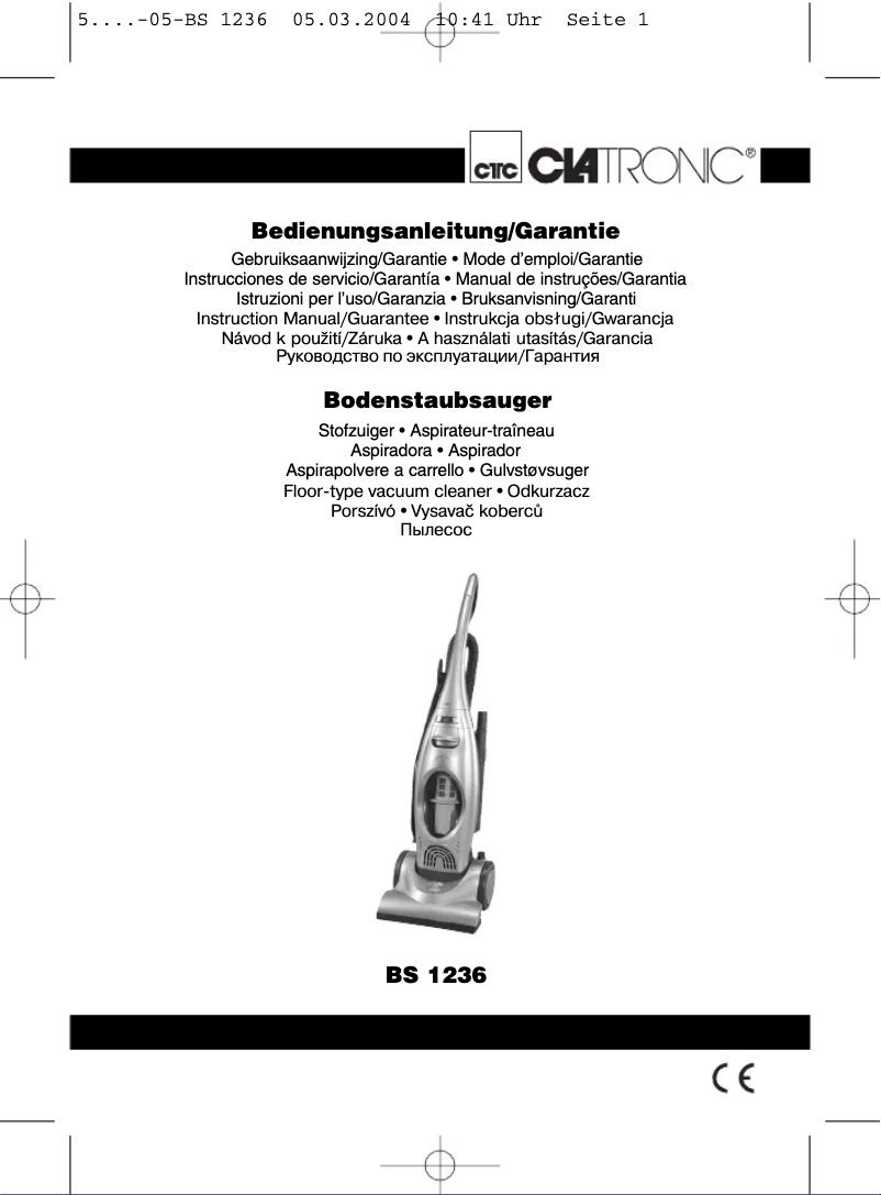 Page 1 de la notice Manuel utilisateur Clatronic BS 1236