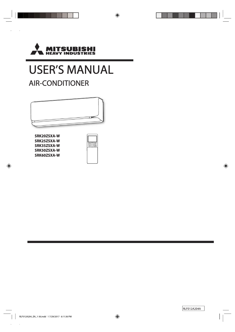 Page 1 de la notice Manuel utilisateur Mitsubishi Avanti PLUS SRK60ZSXA-W