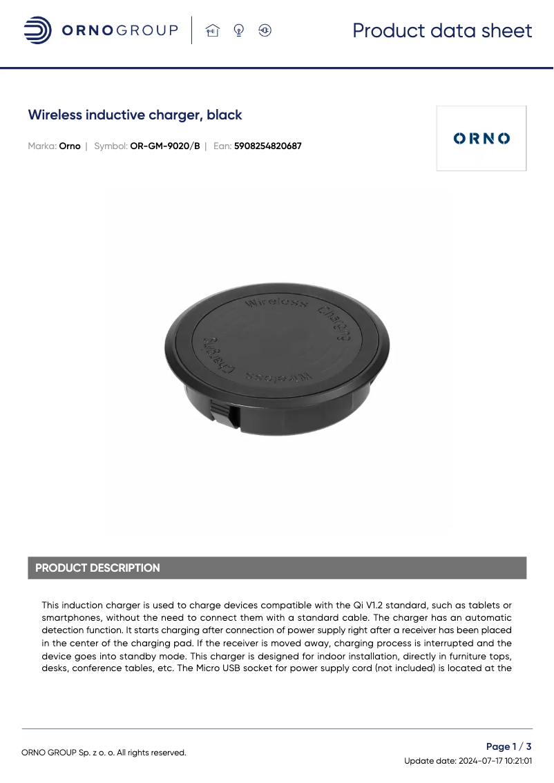 Image de la première page du manuel de l'appareil OR-GM-9020