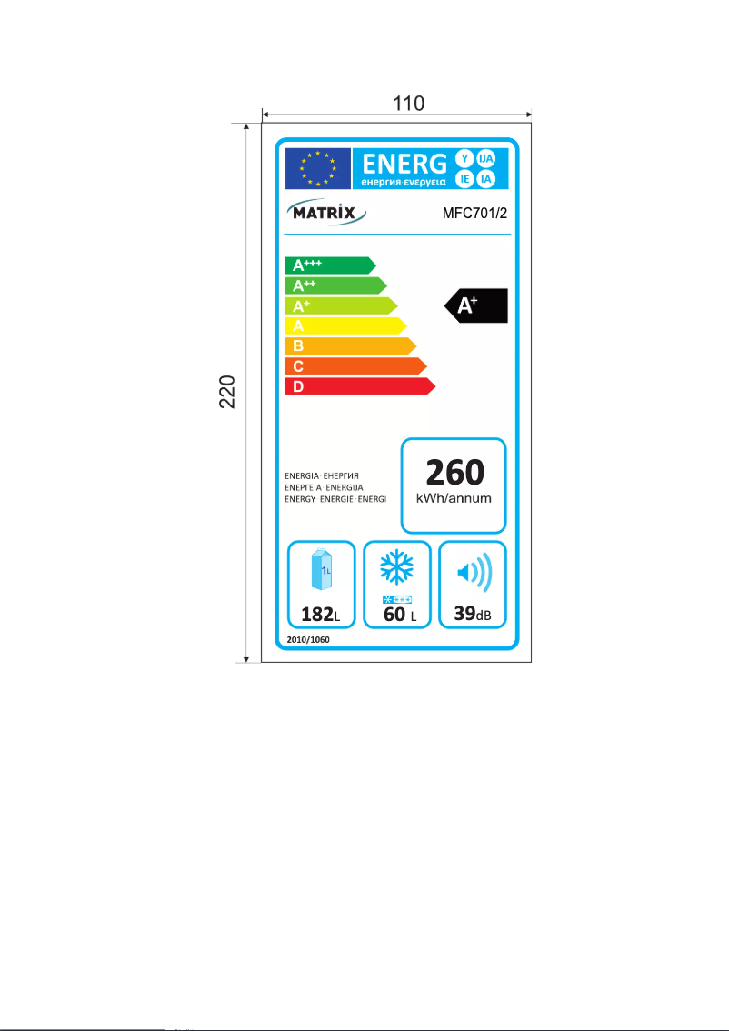 Page 1 de la notice Label énergétique Matrix MFC701