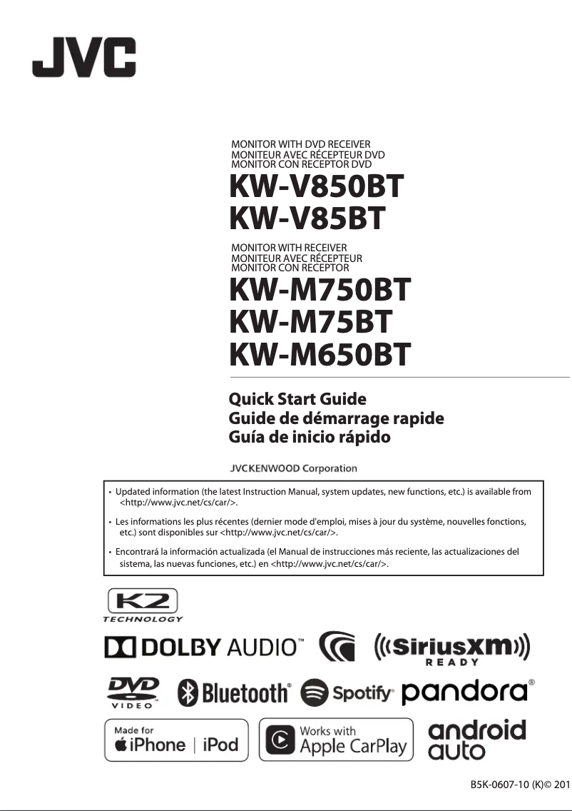 Image de la première page du manuel de l'appareil KW-M750BT