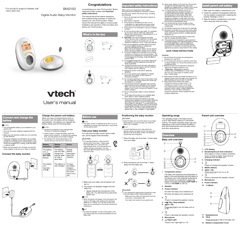 Page n°1 - Manuel utilisateur Vtech BM2150