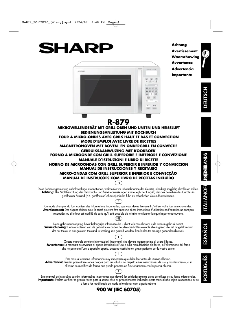 Page 1 de la notice Manuel utilisateur Sharp R879WHIN
