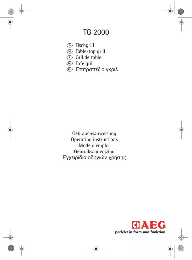 Page n°1 - Manuel utilisateur AEG TG2000