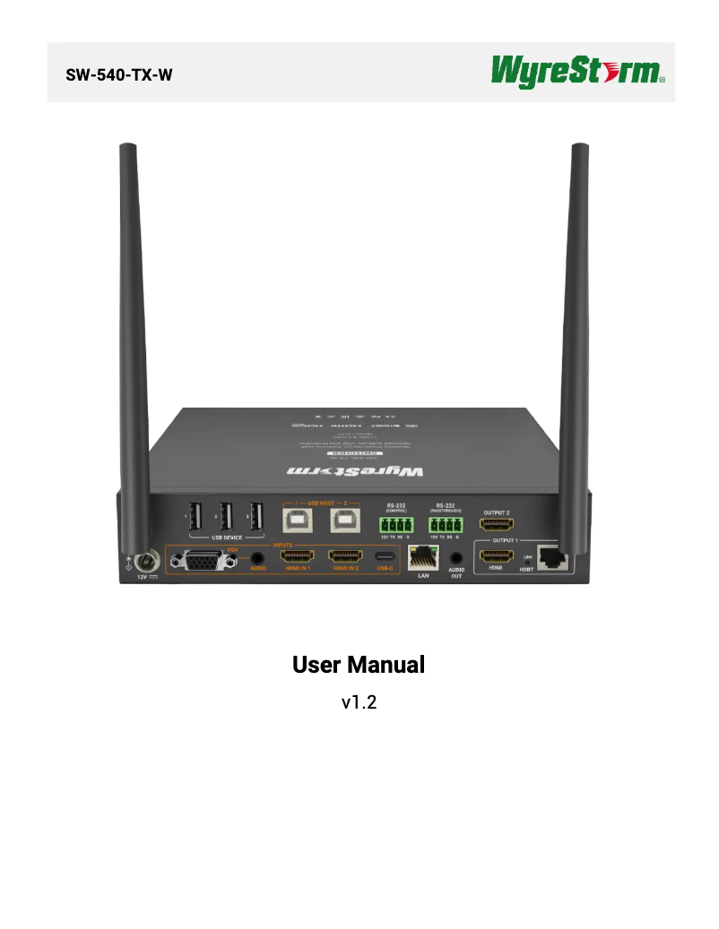 Page 1 de la notice Manuel utilisateur WyreStorm SW-540-TX